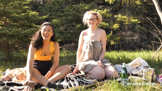 Ersties - Hanna Jin Find a Spot in the Woods to Have Lesbian Sex.mp4